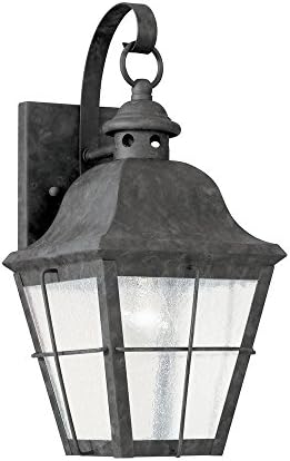 Sea Gull Lighting 8462-46 Chatham One-Light Outdoor Wall Lantern with Clear Seeded Glass Panels, Oxidized Bronze Finish