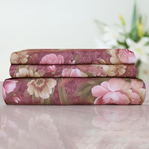 Image of Cloth Fusion Cotton Feel Pillow Covers Set of 2 with Envelope Closure (17X27 Inches, Rose Garden)