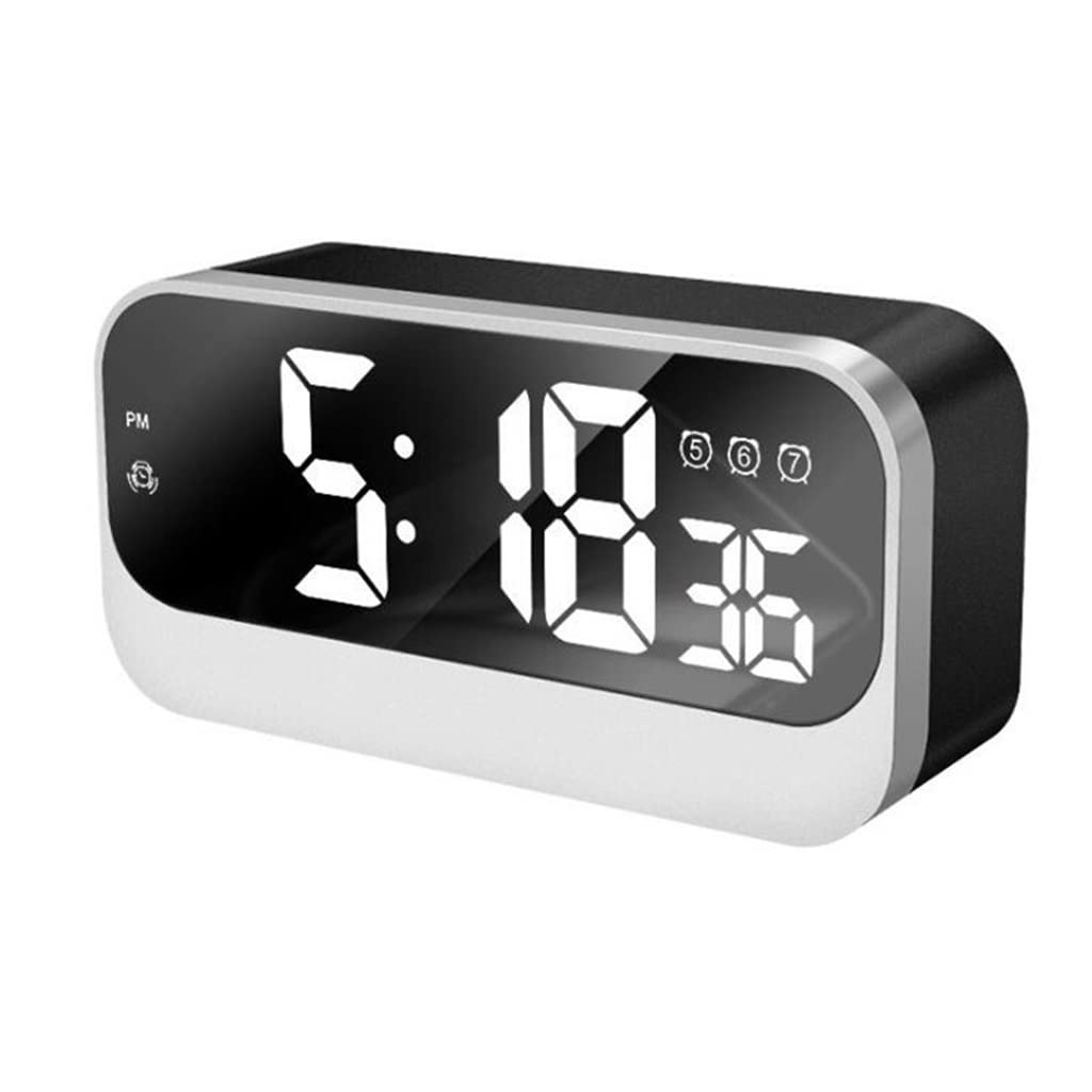 HRWLY Alarm Clock Automatic Brightness LED Digital Weekday Alarms Power Off Time Table Home Decor(Argento)