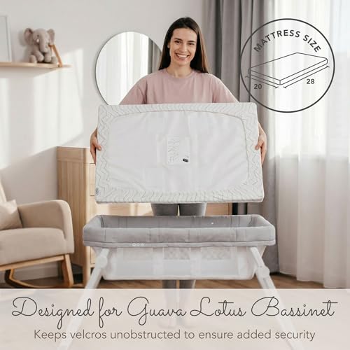 Image of 100% Organic Cotton Bassinet Sheets for Guava Lotus Bassinet, 2 Pack - Breathable Soft Fitted Bassinet Sheets for Baby & Newborn, Unisex (Grey and White)