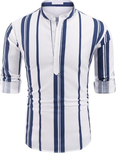 Image of Zombom Men's Cotton Polyester Blend Solid Regular Fit Full Sleeve Printed Short Kurta | Ethnic, Lightweight Summer Kurta for Daily & Occasion Use | Men's Trendy Short Kurta