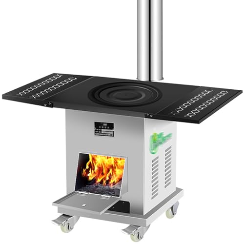 Estufa de leña exterior ahorradora de energía, estufa móvil de leña, estufa de leña para múltiples propósitos, calefacción interior con estantes laterales, para calefacción y cocina ( 60cm(23.62in))