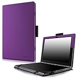 Infiland Lenovo Yoga Book Case, Folio Premium PU Leather Stand Cover for Lenovo Yoga Book 2-in-1 10.1-Inch Tablet (Android and Windows Version) -Purple