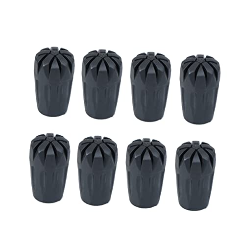 Garneck 8pcs Rubber Trekking Cane Tip Protectors for Hiking Poles Replacement Tips with Gasket Lightweight Accessory for Walking Sticks Black