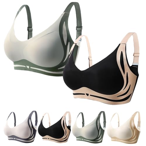 Queenvie Lush Fitting Bra Lifting Seamless Wireless, Powerful Push Up Seamless Bras Full Coverage Lifting Bras (2PCS-A,X-Large)