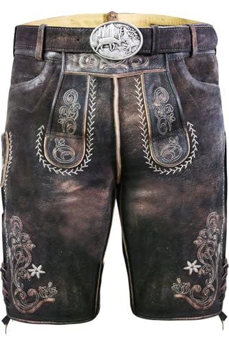 Edelnice Trachtenmode hochwertige Kurze Trachtenlederhose aus Ziegenleder...