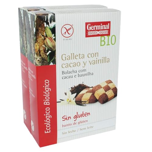 Pack 2x Galletas Cacao Vainilla Sin Gluten GerminalBio 250 g | 2 Paquetes de 250 g (Total 500 g) | Galletas Ecológicas Sin Gluten | Sabor Cacao y Vainilla