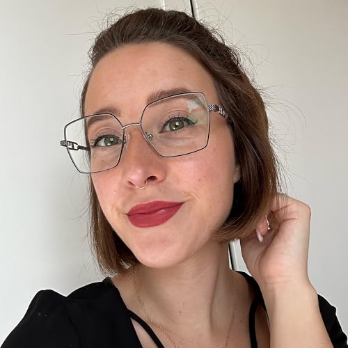 Image of Zeelool Glasses Frame for Women, Metal Thin Rim Blue Light Blocking Glasses Eyeglasses with Non-prescription Clear Lens