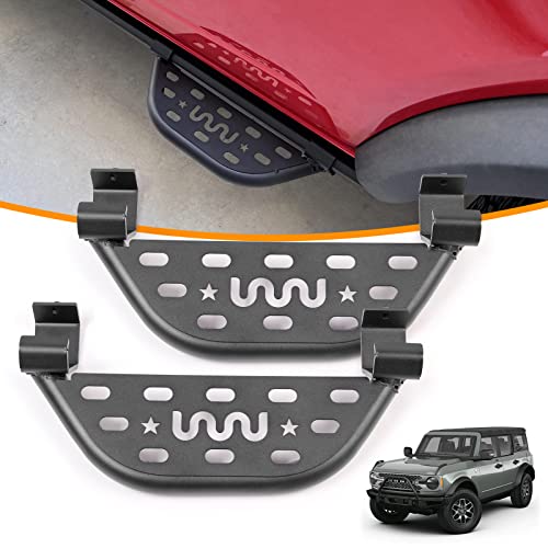 Crosship Steel Side Steps For Bronco 2021 2022 2023 With Original Rock Rail 2/4-Door Version，Heavy Carbon Running Boards Set - Front And Rear Doors Universal (2 Packs) #TOP7