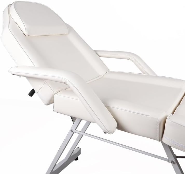 Miniatura 8 de Silla de tatuaje de 3 secciones, cama de masaje profesional ajustable, silla de cama de tatuaje con taburete de spa y gancho para toalla para