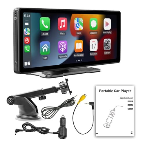 Vibsky - Vibsky 26,1 cm (10,3 Zoll) Auto-Multimedia-Video-Player mit kabellosem CarPlay & Android für Auto, HD-IPS-Bildschirm, umgekehrter Eingang, passend für die meisten Autos, Schwarz