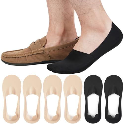 ILovDaisy Mens Invisible Trainer Socks 9-11 No Show Nylon Loafers Socks Women Non Slip Low Cut Breathable Hidden Sock for Summer Sneakers Boat Shoes Black Nude