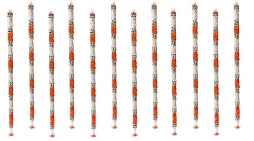 Image of Artificial White Gajra Jasmine & Colourful Flower Strings for Wedding Decorations, Event Decor Perfect for Diwali, Ganpati & Pooja /Temple /Mandir Decoration, 5ft (12, Orange - 5ft)