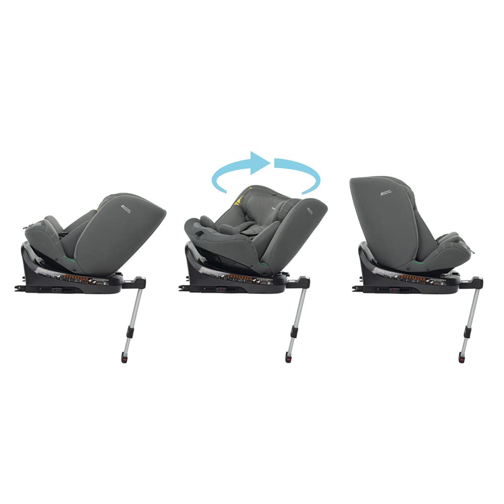 Foppapedretti Seggiolino Auto Iturn I-Size, Seduta Girevole a 360°, per bambini da 40 a 150 cm di altezza, 0-12 anni, conforme ECE R129, Fissaggio Dualfix (Isofix e non), Safe Body Protection, Desert