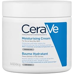 CeraVe Moisturising Cream, Face & Body, with 3 Essential Ceramides & Hyaluronic Acid for Dry to Very Dry Skin, Developed with Dermatologists, Fragrance-Free, 454g/16oz