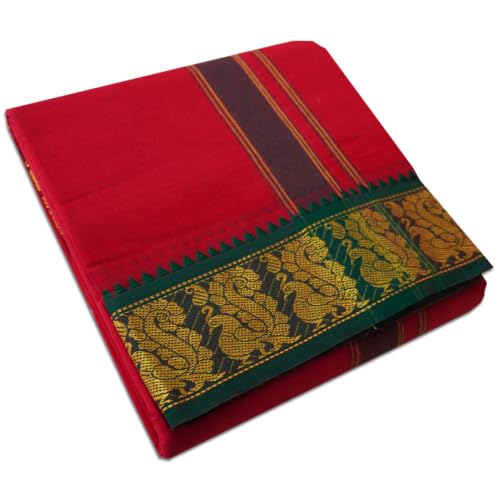 Image of vimayam pure cotton 3 inch border colour dhoti 9X5(Assorted Border design and colours)