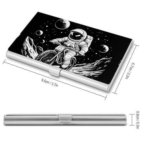 Cute Astronaut Rides on Bicycle Business Card Holder Alloy Multi Wallet Credit Card ID Pocket Name Case2