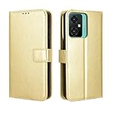  HMLTD Boîtier en cuir résistant aux chocs compatible avec Blackview Oscal C70 Simplicity Cover Wallet Pretty Stand Holder Anti-chute Cadre antidérapant (doré, Blackview Oscal C70)