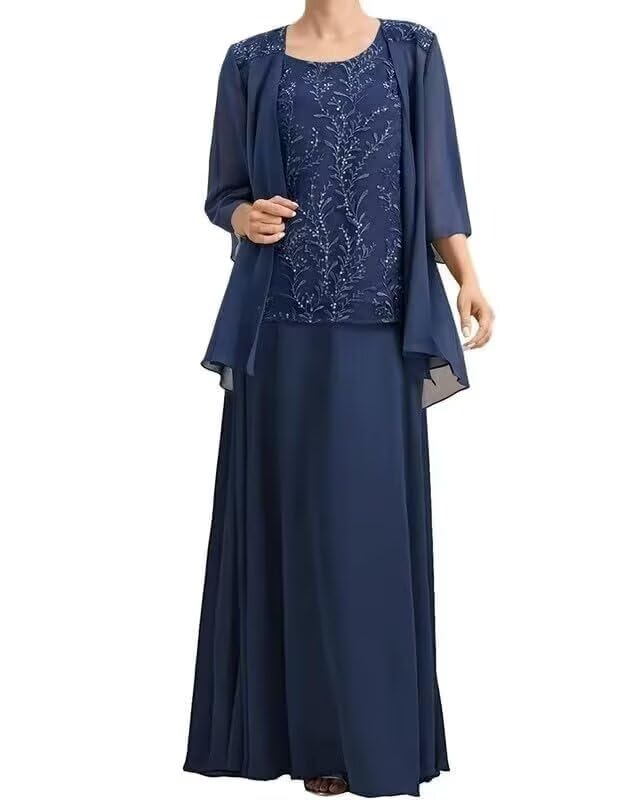 2 Pieces Mother of The Bride Dresses for Wedding Laces Appliques Chiffon Mother of The Groom Dresses with Jackets3