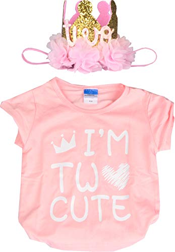I am Two Cute, 2nd Birthday T Shirt and Crown, 2nd Birthday Outfit Girl, Two Cute Birthday Girl, 2nd Birthday Crown for Girls, 2nd Birthday Two Cute Shirt Girl, 2 Year Old Birthday Shirt Girl Pink