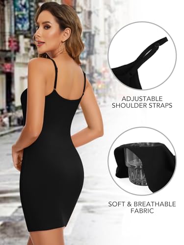 SHAPERIN Sukienka damska Bodycon Mini letnie sukienki z okrągłym dekoltem, sukienka na ramiączkach, minisukienka, bez rękawów, sukienka do salonu, czarny, S