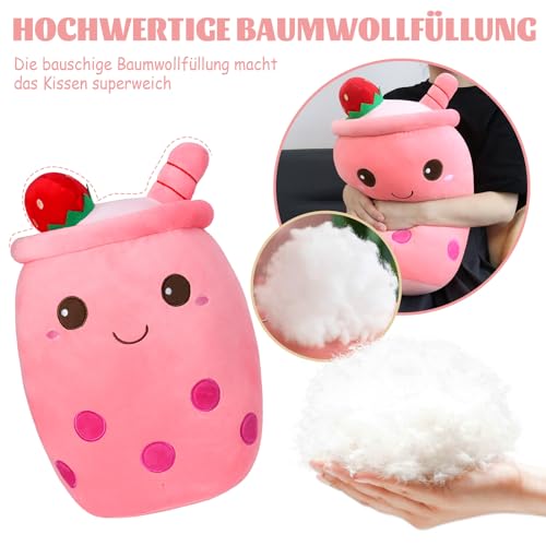 HXPLN Bubble Tea Kuscheltier 50cm, Kawaii Plüschtier, Kissen Süße Plüschtiere für Mädchen und Jungen, PlüSch Spielzeug für Kinder Erwachsene (Rosa)