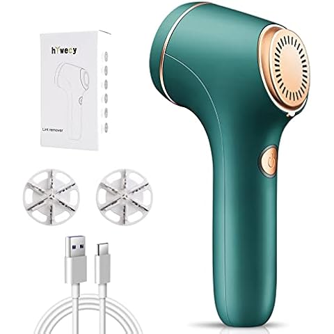 Fabric Shaver and Lint Remover - Rechargeable Fabric Remover, Sweater Shaver for Clothes and Furniture Adapter or Sweater Shaver Removing Fleece Fuzz (Green) Cover