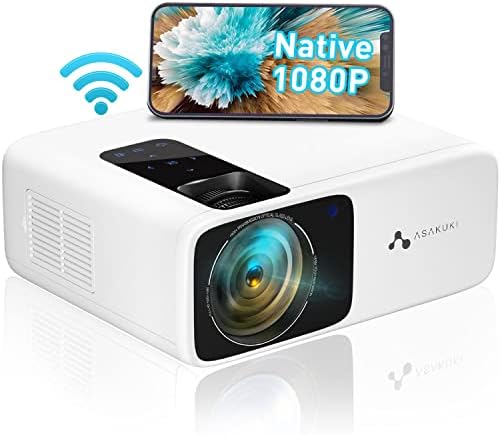 5G WiFi Projector, ASAKUKI Native 1080p Mini Projector for Outdoor Home Movies,8500L, 240'' Screen, Zoom, 4K Full HD Portable Projector with One-Touch Screen for Phone/iPhone/Android/HDMI/USB