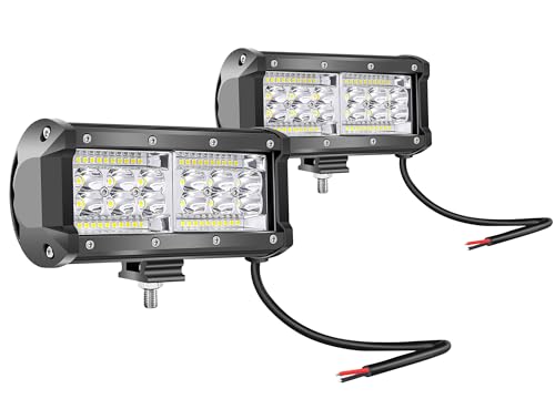 LIGHTBOSS 7 Inch LED Light Pods, 12V 24V Triple Row Waterproof LED Light Bar with Spot Flood Combo Beam, Off-road Driving Work Fog Lights for Truck Boat ATV UTV SUV, White Beam, 2Pcs 156W