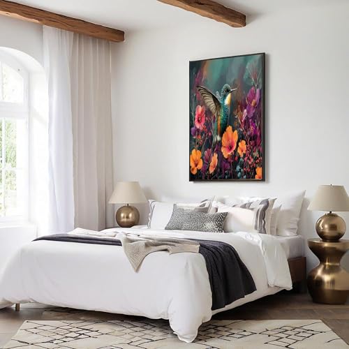 Tableau colibri imprimé fleur pour salle de bain sans cadre - 5