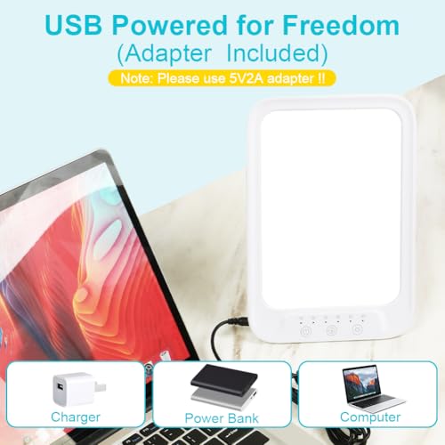 AOGOE Tageslichtlampe, Simulation von Tageslicht,16000 Lux Lichtstärke mit 10 Helligkeitsstufen, 3 Farbtemperaturen und 6 Timer, UV-Frei -Touch-Control Sonnenlicht Lampe mit Memory-Funktion