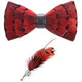 Feather Bow Tie Peacock Pre-tied Bow tie Brooch Sets Tuxedo Banquet Necktie