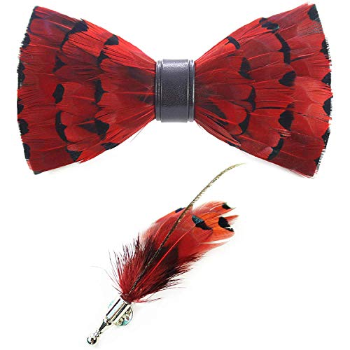 Feather Bow Tie Peacock Pre-Tied Bow Tie Brooch Sets Tuxedo Banquet Necktie #TOP27