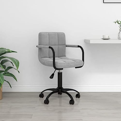 Chaise de bureau en velours gris chic et acier robuste pour intérieur élégant