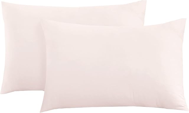 Linen Home Blush Pillowcases 2 Pack, Easy Care Soft Brushed Microfibre Standard Pillow cases 50x75 cm, Wrinkle and Fade Resistance (Pillowcases 2 Pack, Blush)