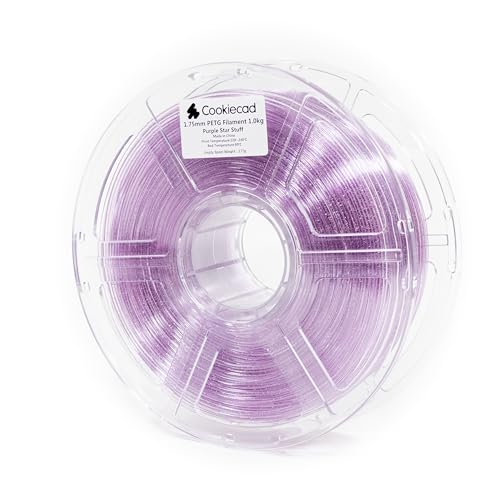 Cookiecad Purple Star Stuff Translucent Purple Glitter PETG 3D Printer Filament 1.75mm 1kg