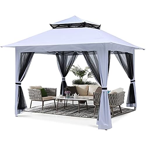 ABCCANOPY Pop Up Gazebo 13x13 - Outdoor Canopy Tent with Mosquito Netting for Patio Garden Backyard (White)
