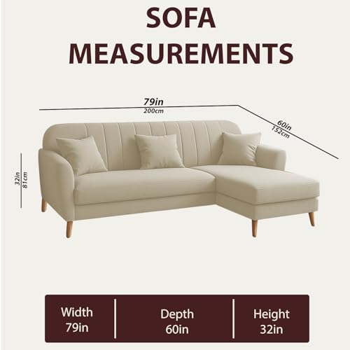 Image of Atticus RHS 4 Seater L Shape Sofa Set for Living Room (Cream Fabric) Premium Fabric Sofa Set