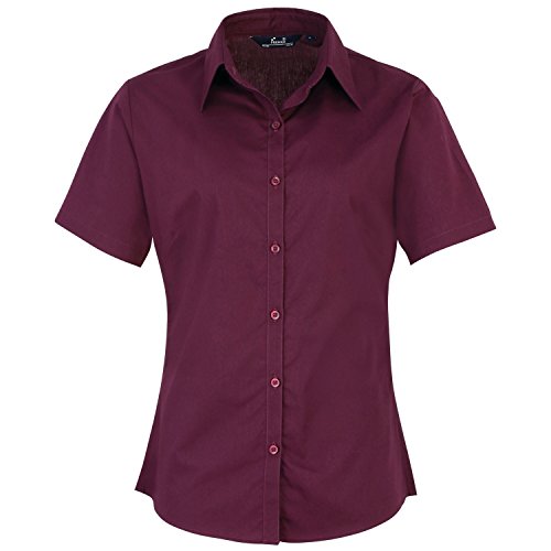 Image of Premier Short Sleeve Poplin Blouse/Plain Work Shirt (18) (Aubergine)