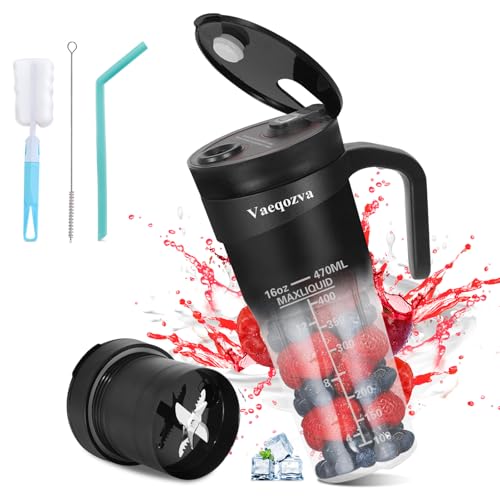 Vaeqozva Portable Blender - Personal USB Rechargeable Shakes & Smoothies Maker - 16oz Cup with 6...
