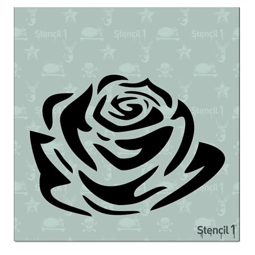 Tattoo Rose Flower Stencil 5.75" x 6" - Quality Reusable Stencils for Painting - Create Crafts and Decor on Walls Fabric & Furniture Art Craft