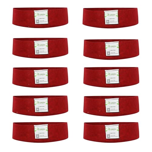 Image of Geo Fabric Grow Bags for Plants 18X6 Inch (Pack of 10) | 400 GSM Heavy Duty UV-Protected Round Maroon Colour Plant Bags for Terrace and Vegetable Gardening | Strong & Reusable|