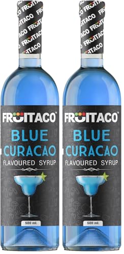 Image of Fruitaco Blue Curacao Syrup | Mixer for Mocktails, Cocktails, Drinks, Juices, Beverages | Non Alcoholic Mix (Pack of 2-500 Ml, 500, millilitre)