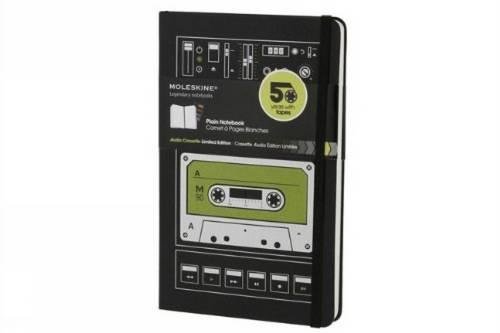 Moleskine Audio Cassette Limited Edition Notebook, Large, Plain, Black, Hard Cover (5 x 8.25)