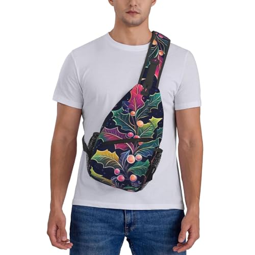 Bolso bandolera unisex con estampado de hojas coloridas miniatura 7