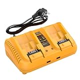 Battery Charger Replacement for Dewalt 12V-18V Battery, 2-Ports Fast Charger Compatible with Dewalt DCB Series Tools Lithium Battery 18V, Compatible with DCB203 204 205 206 201 120 127 - Image 1