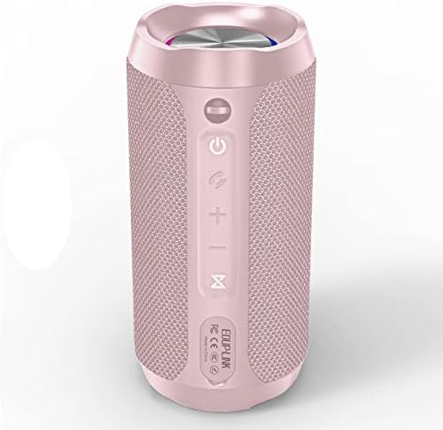 EDUPLINK Portable Bluetooth Speaker - 20W Output, 3600mAh Battery with Extended Playtime, Waterproof IPX7, TWS Pairing, RGB LED Lights & TF Card Slot - Pink