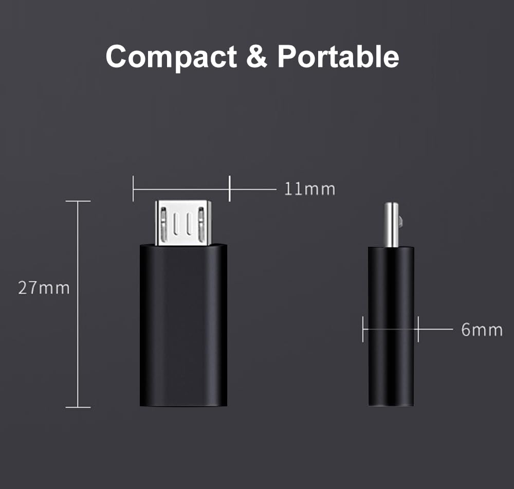 Adattatore USB C a Micro USB 2 Pack, Adattatore MicroUSB (Maschio) a Tipo C (Femmina) Compatibile con Samsung Galaxy S7/S6/S5/S4/S3, Note 5/4/3, Telefoni Android e Dispositivi microUSB (Nero)