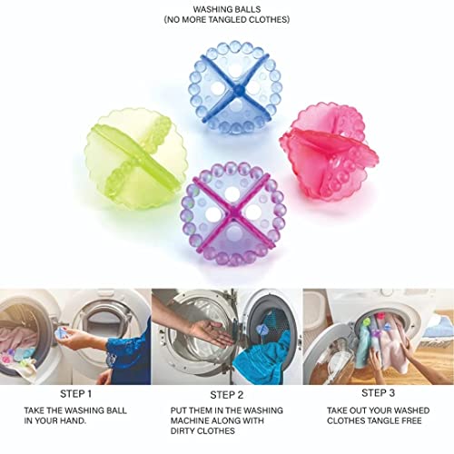 Image of Silicon Washing Machine Cloth Wash Brush Cleaning Ball Products Wash Without Detergent Soft Fabric Washer Helper Cleaning Ball (Multicolor Pack of 4)
