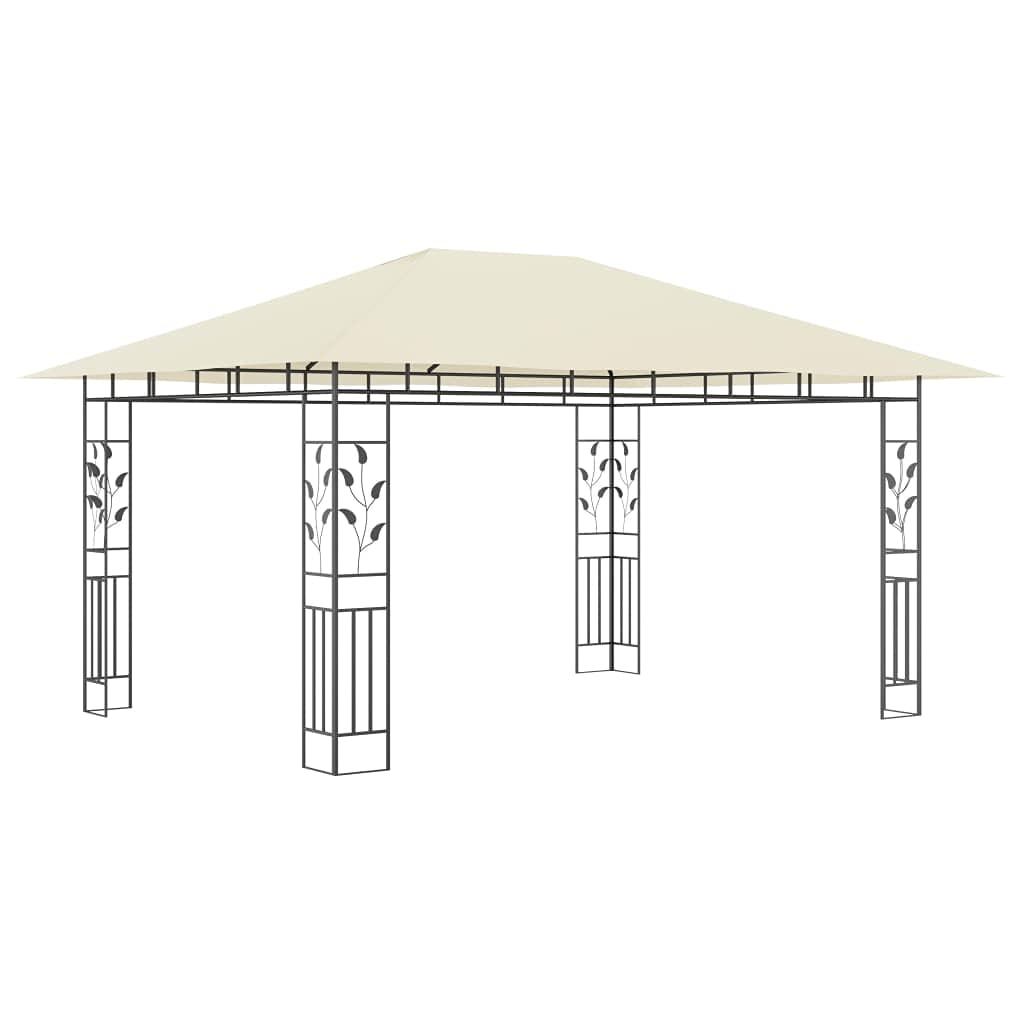 Willood Garten Pavillon mit Moskitonetz & LED-Lichterkette 4x3x2,73m Cremeweiß